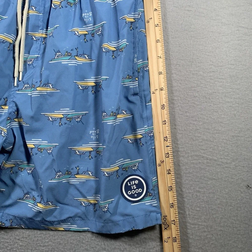 Life Is Good Men's Board Beach Shorts‎ Blue Boat Size S Americana